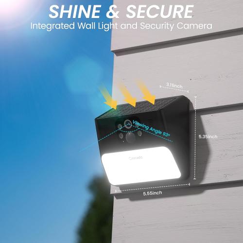 Cinnado Outdoor Camera Wireless-2.4G 2K Solar Wall Light Cameras for Home Security with AI Motion Detection, Waterproof,Motion Activated Light, Siren Cloud/SD Storage, Compatible with Alexa,S2