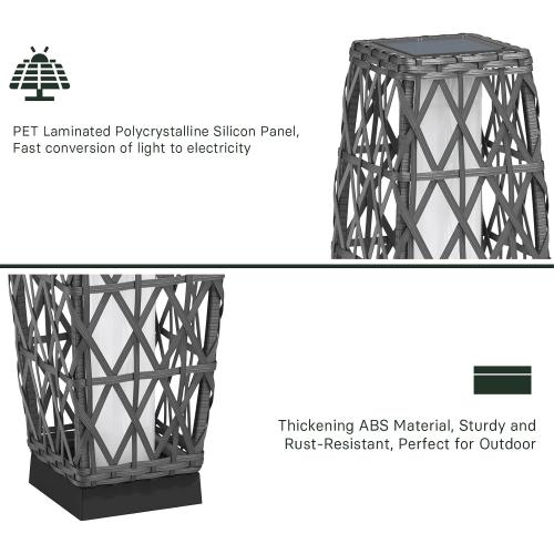 Grand patio Outdoor Solar Powered Wicker Floor Lamp Outdoor Weather-Resistant Deck Light for Garden Porch - Silver Gray, Large Cindy