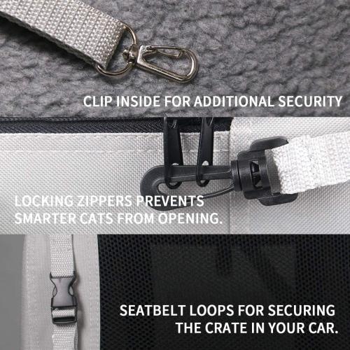 Extra Large Cat Carrier Soft Sided, Portable Small Dog Carrier for 2 Cats, 24x16.5x16 Car Travel Folding Comfortable Design with Bowl, Grey