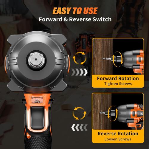 Protmex Cordless Impact Wrench, 900Ft-lbs (1200N.m) 1/2 Brushless Impact Gun, 21V High Torque Power Impact Driver, 2x4.0Ah Batteries Electric Impact Motor Variable Speeds for Car/Pickup Truck/Mower