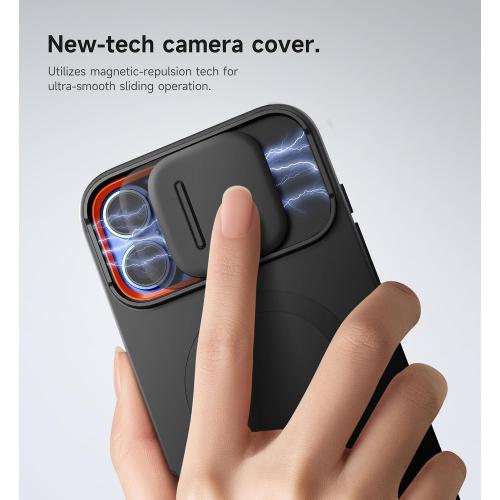 SURITCH for iPhone 16 Plus Case with Magnetic Camera Slide Cover and Adjustable Kickstand, Compatible with MagSafe, Shockproof Bumper Case Slim Protective Cover for iPhone 16 Plus 6.7 Inch, Black