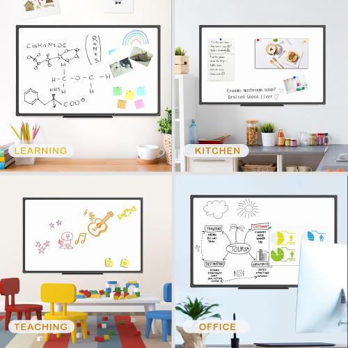 JILoffice Magnetic Whiteboard/White Board, Dry Erase Board 48 x 31 Inch, Black Aluminum Frame Wall Mounted Board for Office Home and School
