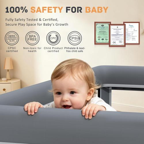 TOREVSIOR Foldable Baby Playpen with Mat, 50×50 Collapsible Play Pen for Babies and Toddlers, Indoor & Outdoor Kids Safety Play Pen, Portable Play Yard, Foldable Baby Playpen with 50 Ocean Balls