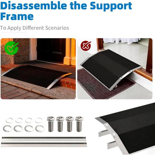 27.75 L x 1.65 H Bridge Threshold Ramp for Doorways–Fits 2.85–6 Wide Thresholds with Adjustable Support Bars Non-Slip Aluminum Wheelchair Ramps for Home Steps,Sliding Door Ramp for Wheelchair