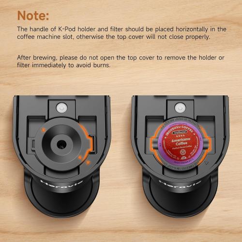 Small Single Serve Coffee Maker, Fast Brew One Cup Coffee Machine for K Cup and Grounds, 6 to 12 oz. Brew Sizes, Capsule Coffee Machine with Descaling Reminder and Viewing Tank, Black