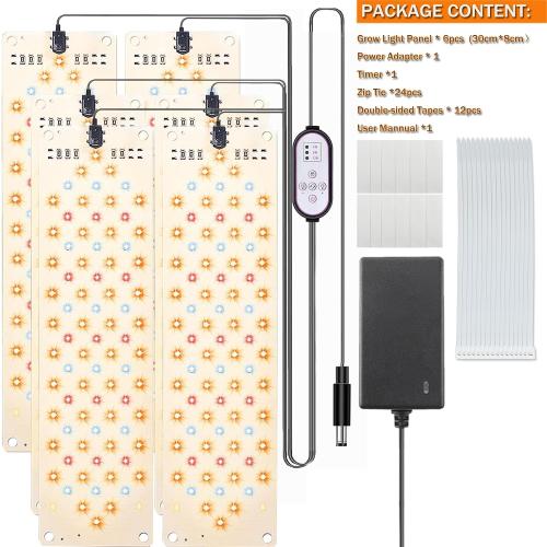 Rocoking Grow Light,Ultra-Thin Panel Grow Lights for Indoor Plants,474LEDs Full Spectrum Grow Lights for Under Cabinet Plant, Grow Lamp with 4/8/12H Timer,10 Dimmable Levels for Plants Growing (6pcs)