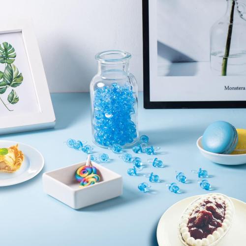 150 Mini Acrylic Pacifiers for Baby Shower Game, 0.86 Inch Bulk Chupones para Gender Reveal Party Favors Table Decoration (Blue)