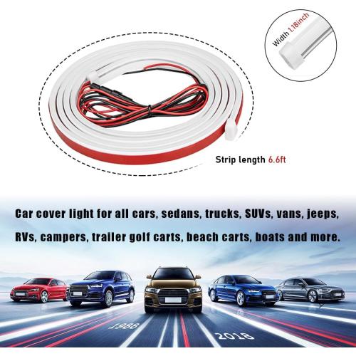 79 Inch Car Hood Light Strip, Exterior Flexible Daytime LED Running Light, Waterproof Auto LED Strip Light with Dynamic Scan Start-up Effect, Car Accessories for SUV Truck (White)