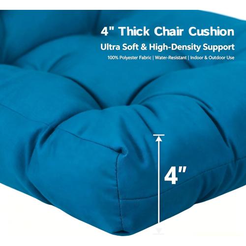 ‼️ONE IS USED WITH MILD FUR ‼️QILLOWAY Outdoor Chair Cushion for Patio Furniture, Waterproof Patio Cushions Set of 2 with Ties, Fade Resistant Replacement Pads for Outdoor Rocking Chairs,Peacock
