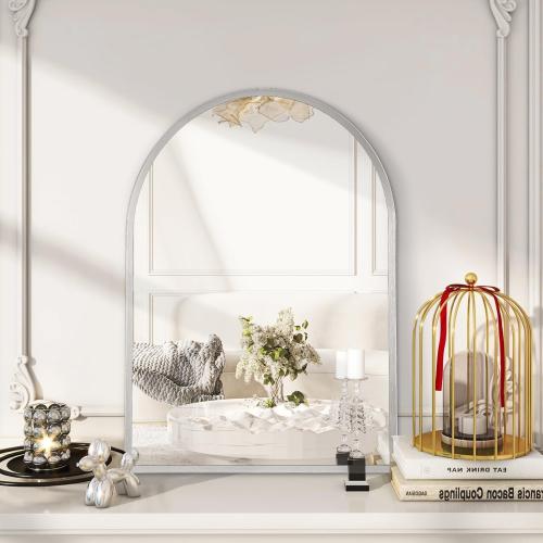 Arched Wall Mirror, 26x18 Silver Arch Mirror, Metal Frame Bathroom Mirrors, Arched Vanity Mirror for Living Room Bedroom Mantel Entryway