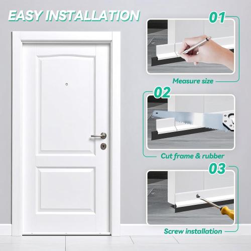 AMZNOVA Door Sweep, Door Threshold Sweeper for Interior & Exterior Bottom, Sweep Stripping Aluminum and Vinyl, Dust Bug Storm Weatherproof Aluminum Vinyl, 37in, White, 2Pack