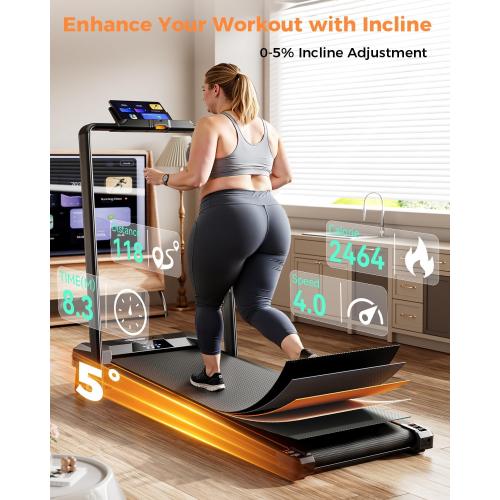 Walking Pad Treadmill, BestGod Incline Under Desk Treadmill 330lbs Capacity, 2.5HP Portable Treadmills for Home, Compact Treadmills Mini Walking Pad, Running Machine with Remote Control