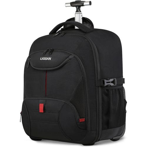 Rolling Backpack, Large Backpack with Wheels for Men Women Adults,  Waterproof Wheeled Travel Laptop Backpack Carry on Luggage Bag Trolley Suitcase Business College School Computer Bookbag,Black