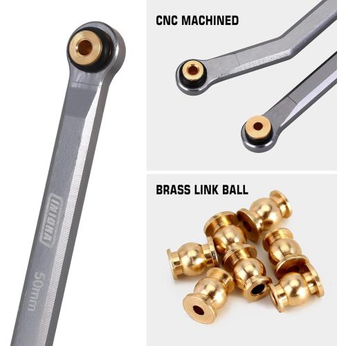 INJORA High Clearance Front 4 Links Set for SCX24 Gladiator Dodge Power Wagon 1/24 RC Crawler Car Axial, 8PCS (Grey)