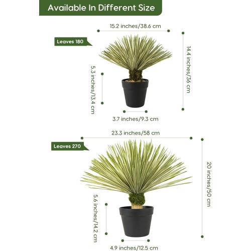 Velener Artificial Agave Plant in Black Pot with Real Stone Pebbles, Large Fake Plants with Fake Green Moss, Faux Yucca with Long Sword-Shaped Leaves for Indoor/Outdoor-15 Inches, 180 Leaves