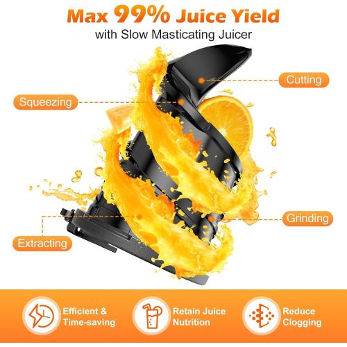 Juicer Machines with 5.8 Large Chute, 2-in-1 Cold Press Juicer for Whole Vegetables Fruits 400W, Masticating juicer Easy to Clean Juice Extractor Machine for Making Nut Mike, Juice, Premium Gray