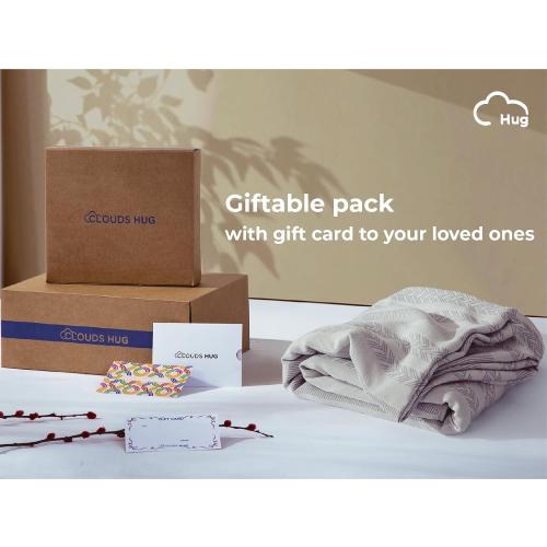 Cooling Throw Blanket for Couch 50x70 inches -70% Rayon Derived from Bamboo & 30% Cotton Breathable Blanket for Hot Sleepers，Lightweight and Soft，Light Grey，Large Throw Blankets for Summer