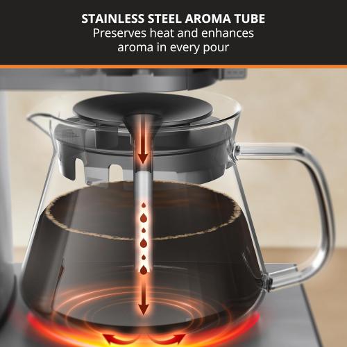Essential Brewer 8 Cup Drip Coffee Maker Machine SCA-Certified Blooming Technology, Barista-Quality, Pour-Over Coffee Machine, Easy to Clean Dishwasher Safe, Stainless Steel Design, Silver