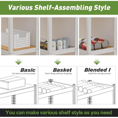 Durstruct 5 Tier White Metal Shelving Unit 1500LBS 24 W×16 D×60 H | Adjustable Storage Utility Rack Heavy Duty Shelves Organization Multipurpose Shelf for Pantry Closet Kitchen Garage Bathroom