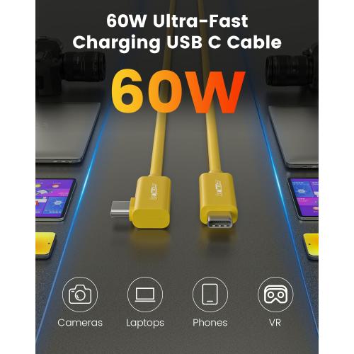 GeoHN.G Fiber Optic USB C Tethering Cable 15FT, Right Angle 10Gbps Bidirectional Data Transmission VR Cable with PD 60W, USB 3.2 GEN 2 Link Cord for VR/Camera/Computer/Sony/Canon/Nikon/MacBook