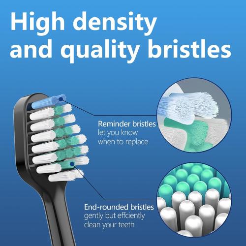 Replacement Toothbrush Heads for Waterpik Complete Care 5.0/9.0, and Compatible with AquaSonic Duo and Home Dental Center Electric Toothbruh, 5 Count(Pack of 1), Black