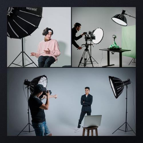 NEEWER Basics Parabolic Softbox Kit, 26/65cm Bowens Mount Soft Box with Light Diffusers for Studio Photography Video Recording Streaming Lighting Compatible with Godox Compatible with Aputure, NS37P