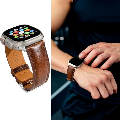 Vintage Leather Bands Compatible with Apple Watch Band 38mm 40mm 41mm 42mm 44mm 45mm 49mm,Wax Oil-tanned Leather Strap for Men Women iWatch Ultra 2/1 SE SE2 Series 9 8 7 6 5 4 3 2 1