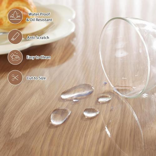 LovePads Round Clear Table Cover Protector 46 Inch, 2mm Thick Table Protector for Dining Room, Waterproof Plastic Cover PVC Vinyl Tablecloth, Circle Tabletop Protective Pad for Furnture Surface