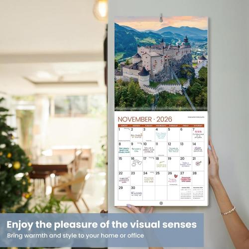 2026 Calendar, Castles Monthly Wall Calendar 2026 Runs from Nov 2025 – Dec 2026, Hanging Wall Calendar, 11.6 x 24Opened, Full Page Layout for Organizing, Perfect Present