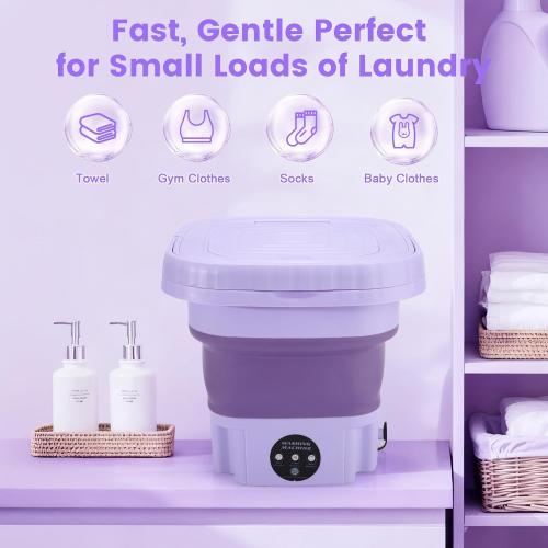 Portable Washer Machine, Mini Foldable Washing Machine for Travel, Camping, RV, Dorms, Apartment,Underwear and Baby Clothes (Lavender Purple)