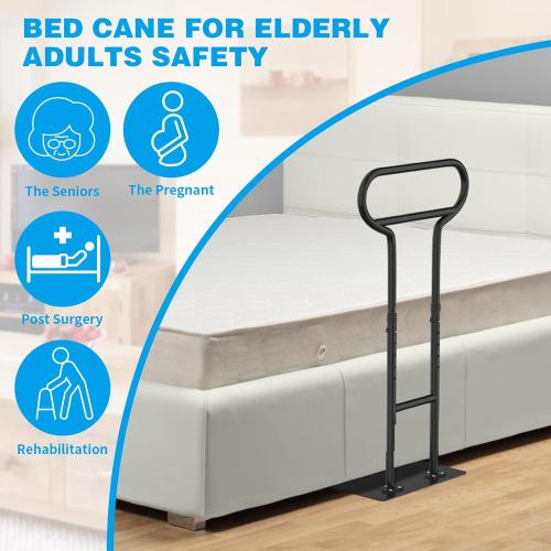 Bed Rails for Elderly Adults Safety, Adjustable Bed Cane for Elderly, Heavy Duty Stand Assist Railing for Seniors, for Couch, Chair, Full, Twin Bed (260LBS Loading, 5 Heights, Black)