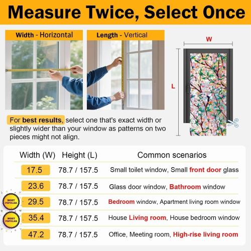Rainbow Window Privacy Film Decorative, 3D Decals Stained Glass Clings, Static Cling Sticker, Suncatcher Windows Cover Tint for Home,