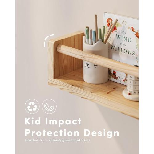 G&W Gruwald Nursery Book Shelves, Set of 3, Wall Bookshelf, Book Shelf for Kids Rooms, Wall Book Shelves for Bedroom Kids, Floating Shelf, Nursery Decor(Wood, 23 Inches)