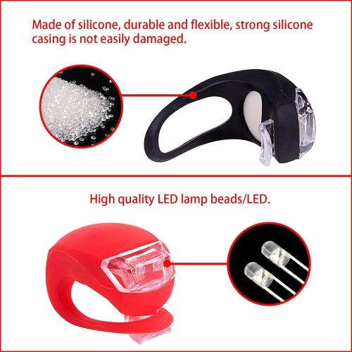 8 Pack Bicycle Light, Silicone LED Bike Light Set, 4 PCS Bike Headlight and 4 Pcs Taillight (Red & White)-Multi-Purpose Waterproof