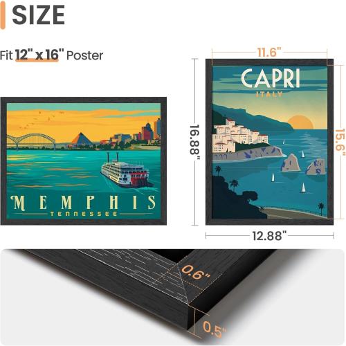 upsimples 12x16 Picture Frame, Wall Gallery Photo Frames with Engineered Wood, Black 1 Pack