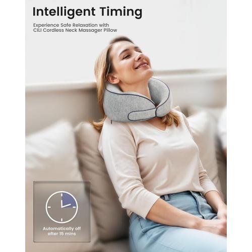 CILI Cordless Neck Massager Pillow with Heat, Shiatsu Neck Massager for Pain Relief Deep Tissue,Heated Massage Pillow for Travel,3 Adjustable Intensity, Gifts for Women Men
