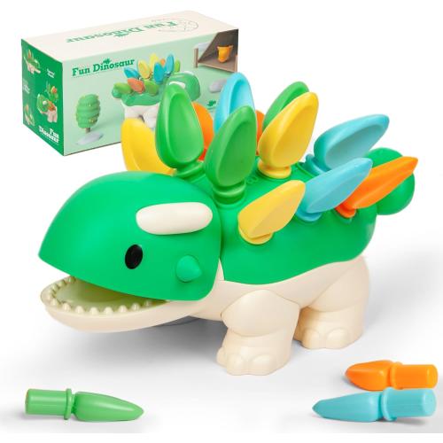 Hirger Spike The Fine Motor Dinosaur: Montessori Baby Sensory Toys for Toddlers 1-3, Preschool Learning Educational Activities, 12  Months Old Birthday Gift