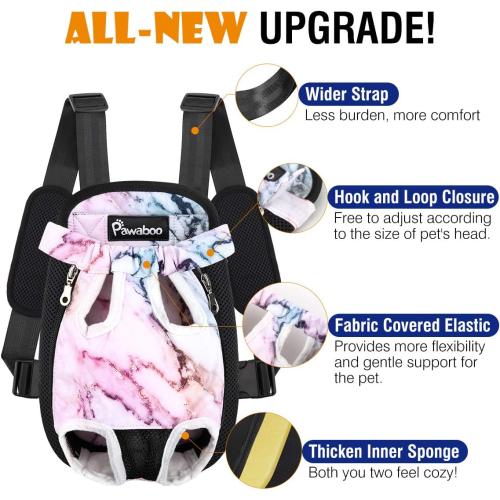 Size Small Color purple Pawaboo Pet Carrier Backpack, Adjustable Pet Front Cat Dog Carrier Backpack Travel Bag, Legs Out, Easy-Fit for Traveling Hiking Camping for Small Medium Dogs Cats Puppies, Small, Purple Marble