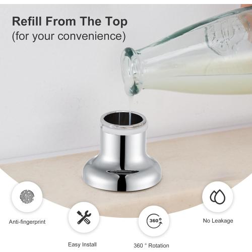 GAGALIFE Kitchen Sink Soap Dispenser Chrome, Built in Soap Dispenser with 17 OZ Bottle, Refill from The Top, Liquid Dispenser for Kitchen Sink
