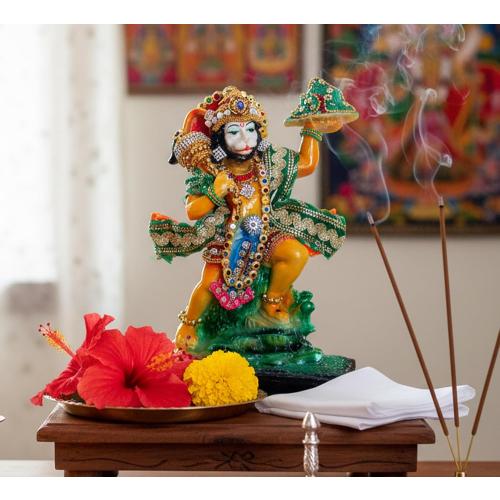 Size 8.5x6.5 eSplanade Resin Hanuman Anjaneya Pavan Putra Idol Murti Moorti Statue (8.5 x 6.5 Inches)