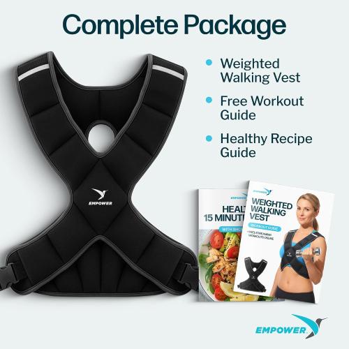 EMPOWER Weighted Vest for Women with Reflective Strips – Fixed 8lbs, Adjustable 4-10lbs (4 in1) or Adjustable10-16lbs (4 in 1), Strengthen Muscles, Boost Bone Health, and Burn More Calories for Workout - Rucking Vest