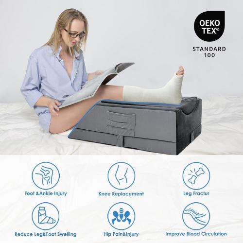 Kehangte Leg Elevation Pillows for After Surgery,4-Height Adjustable Leg Elevating Pillow,Knee Surgery Recovery Equipment,Improving Blood Circulation,Ankle/Foot Surgery Swelling, Washable Cover