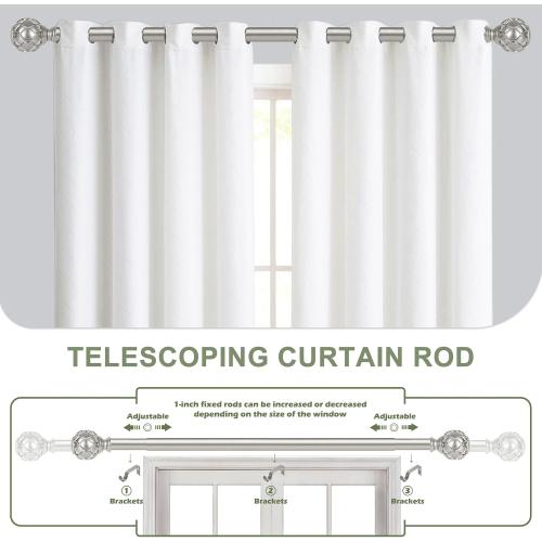 Silver Curtain Rods for Windows:Farmhouse Boho Decorative Curtain Rod for Bedroom Living Room,Heavy Duty Adjustable Rustic Drapery Pole Set with Vintage Coastal Finials,Antique Silver 36-88
