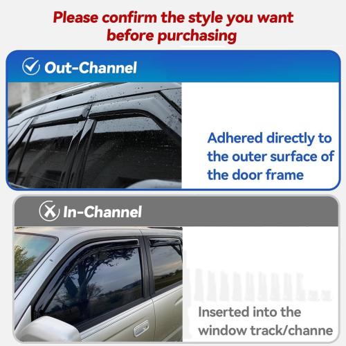 Side Window Visor Wind Vent Deflector fit for 2010-2019 Ford Taurus,4pcs Nice Looking Outside Mount Style Shade Sun Rain Guards Set 94194