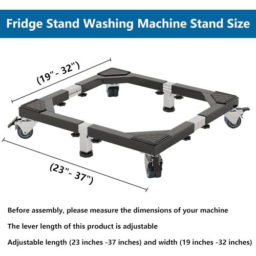 All Steel Mobile Base Heavy Duty Furniture Dolly Adjustable Mini Fridge Stand Washing Machine Stand Furniture Dolly for Washer, Refrigerator and Dryer yellow and grey with wheels