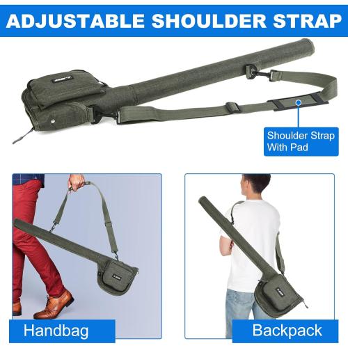 Doorslay Fishing Rod Case Fishing Pole Bag with Reel Pouch Fly Fishing Bag for 9FT 2 Pieces/4Pieces Rod Fishing Rod Bag
