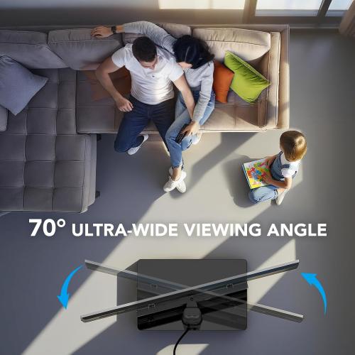 AX WABER Floor TV Stand with Power Outlet, Universal TV Stand Mount for 27-65 inch TV up to 88lbs, 70 Degree Swivel 9 Level Height Adjustable with Tempered Glass Base for Bedroom, Office Black