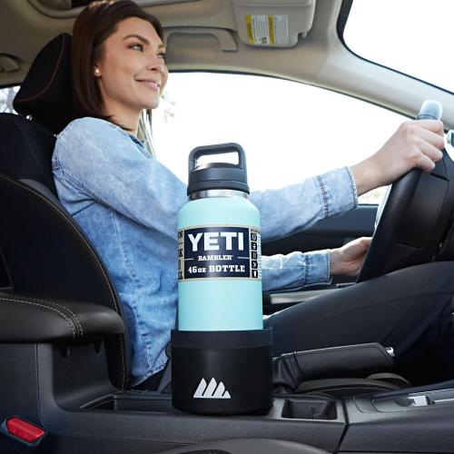 Integral Ultimate Car Cup Holder Expander with Adjustable Base & Organizer | Fits Yeti 14/24/36/46oz, Hydro Flask 32/40oz, Ramblers, mugs & 3.4-4.0in bottles, rubber-tab adjustable base