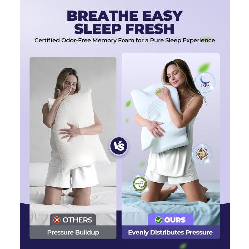 Sleep Doctor Approved Cervical Neck Pillow for Sleeping, Ergonomic Contour Side Sleeper Pillows for Adults, Cooling Orthopedic Pillow for Pain Relief Support, Memory Foam Pillows Back Stomach Sleepers