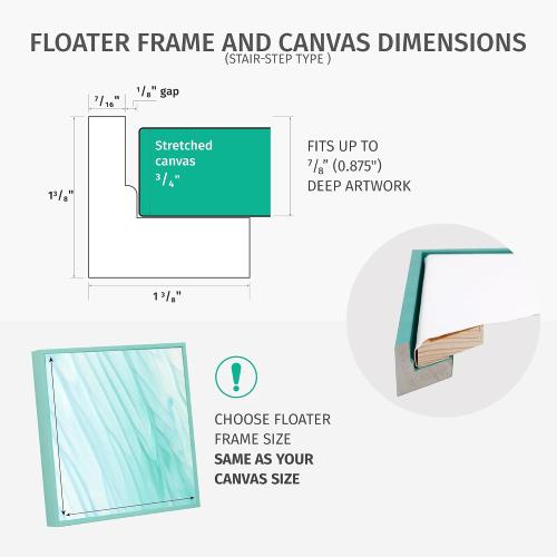 Pixy Canvas Floater Frame 25x25 for 3/4 (0.75) inch Deep Canvas Paintings/Canvas Prints/Wood Canvas Panels/Wall Art/Wall Decor/Home Decor/Artwork (Chrome, 25 x 25 inch, Square)